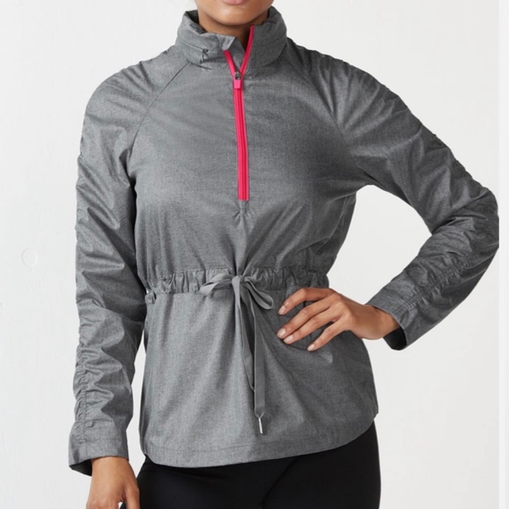 Fabletics Danielle Jacket 1/2 Zip Pullover in Heather Gray